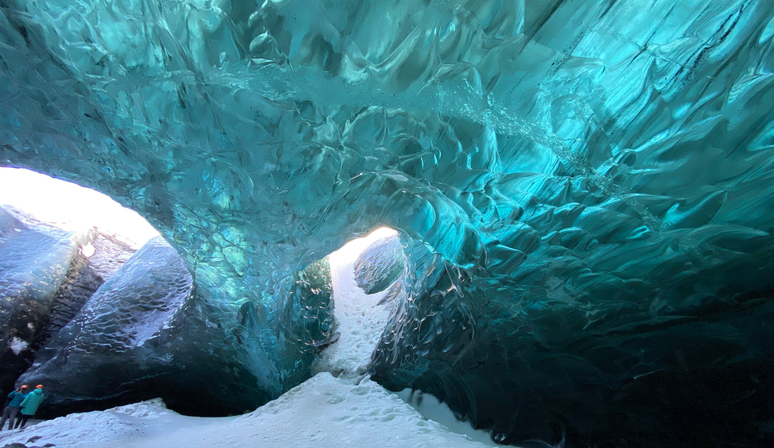 clear turquoise-colored ice in iceland