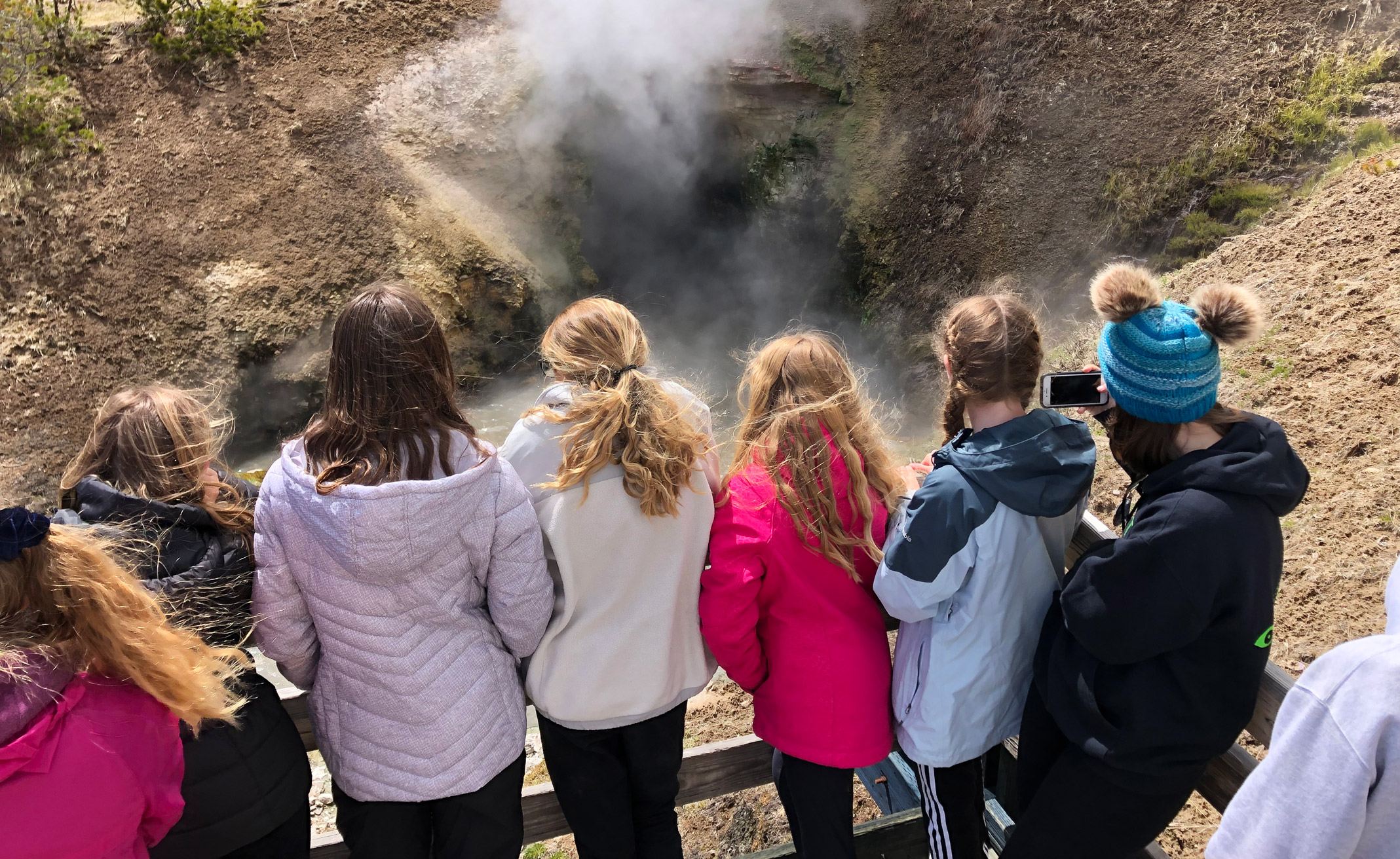 youth educational adventures group viewing hot springs